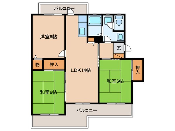 サンヒルズ城南の物件間取画像